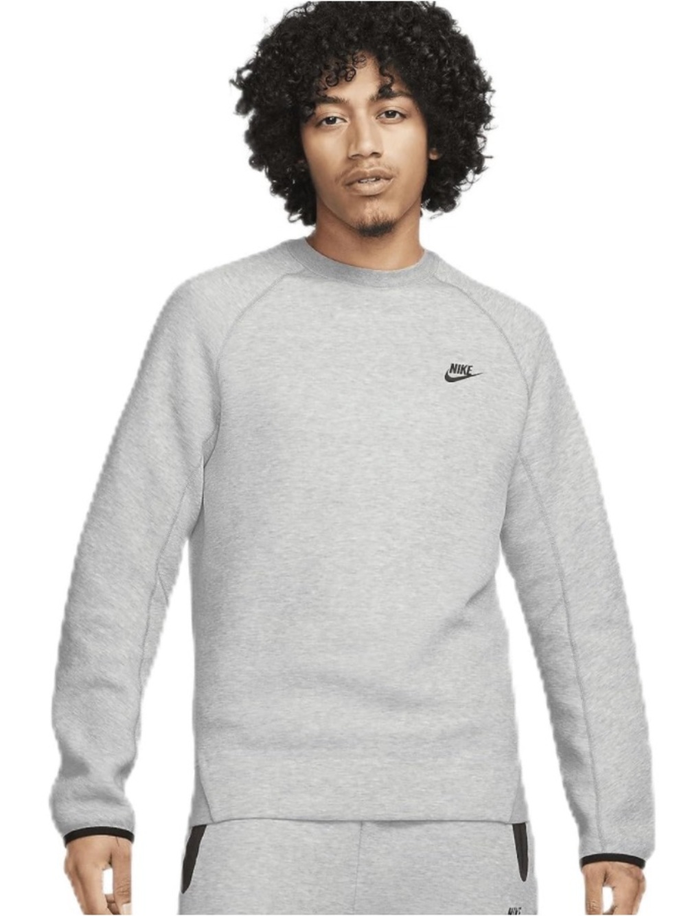 NIKE Tech Grey Pullover Crewneck Sweatshirt FB7916-063 Sportswear Tech Fleece - Picture 5 of 9